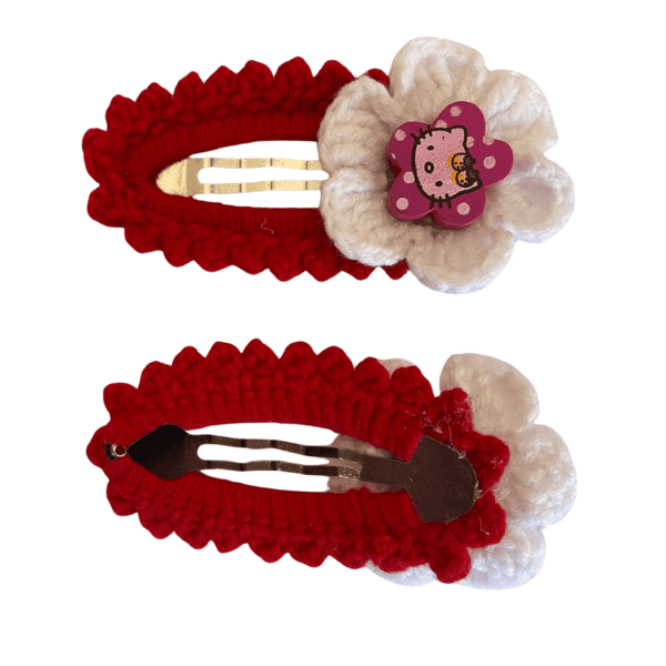 Çiçekli Hello Kitty Figürlü Toka - Görsel 4